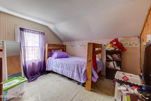 3183 State Highway 10, Ephratah, NY 12095 - bedroom with lofted ceiling, wallpapered walls, and carpet floors