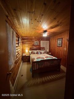 bedroom with wood ceiling
