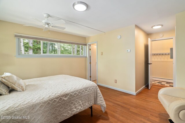5 Overlook Ln B/D, Unit B/D Warrensburg, NY 12817 - bedroom featuring a baseboard heating unit and wood finished floors