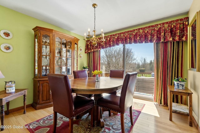 dining space with light wood finished floors