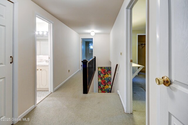 15 Garrison Ln, Clifton Park, NY 12019 - hall featuring an upstairs landing and light colored carpet