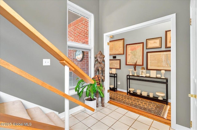 101 E Krumkill Rd, Albany, NY 12208 - stairway with tile patterned floors and baseboards