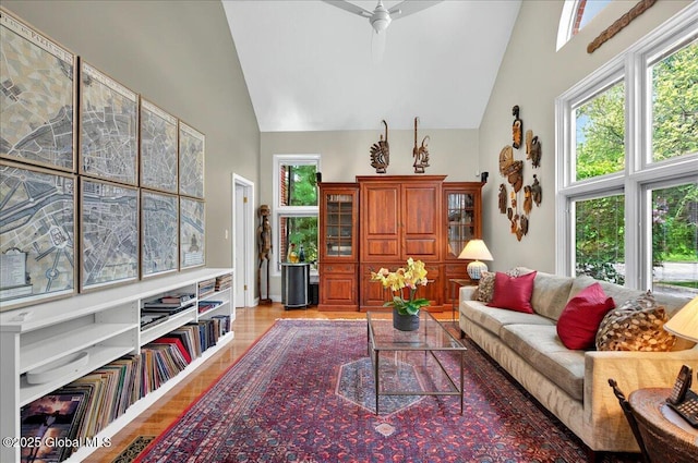 101 E Krumkill Rd, Albany, NY 12208 - living area featuring high vaulted ceiling and light wood-type flooring