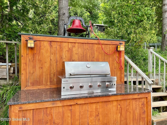 9667 Lake Shore Dr, Hague, NY 12836 - view of patio / terrace featuring grilling area and stairs