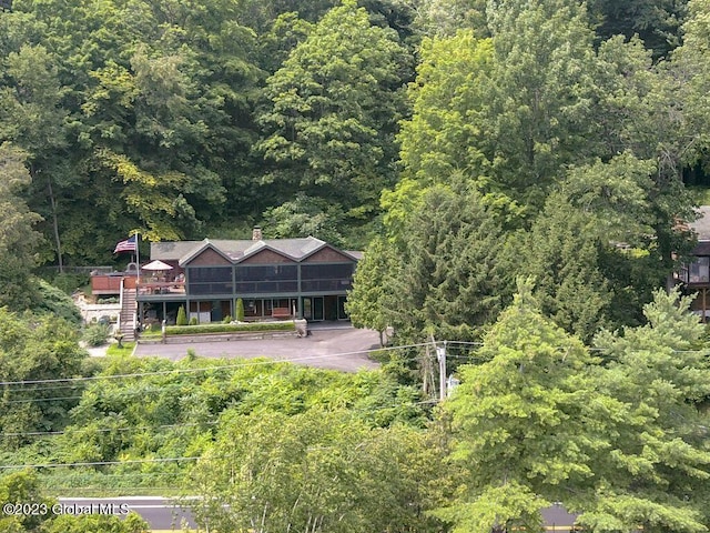 9667 Lake Shore Dr, Hague, NY 12836 - aerial view of property and surrounding area with a heavily wooded area