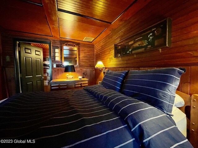 9667 Lake Shore Dr, Hague, NY 12836 - bedroom with wood walls