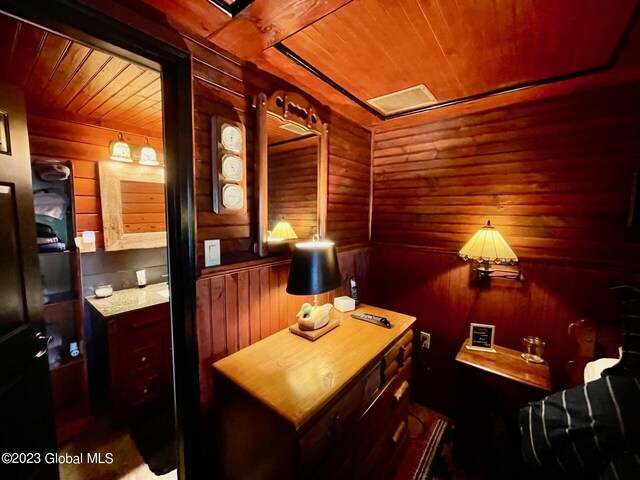 9667 Lake Shore Dr, Hague, NY 12836 - miscellaneous room featuring wooden ceiling and wood walls