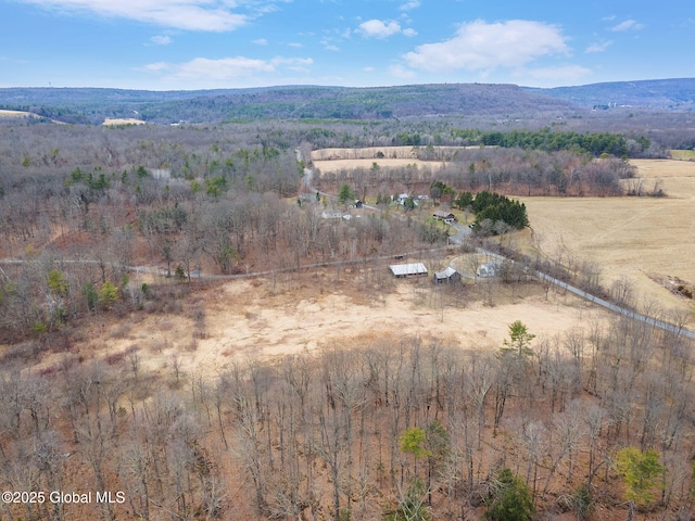 aerial view with a view of trees and a rural view