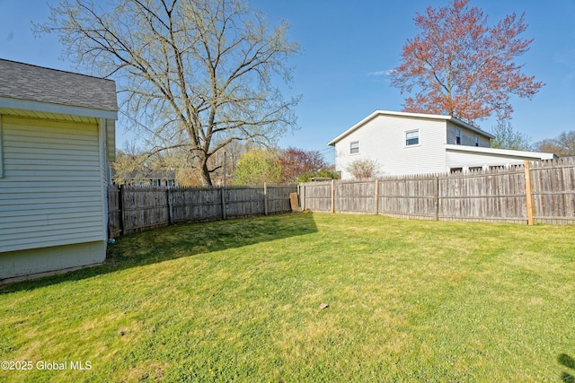 view of yard featuring a fenced backyard