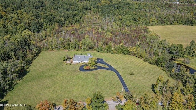 aerial view with a forest view
