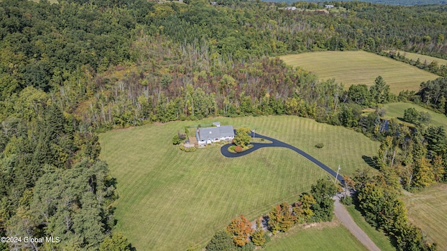 aerial view with a wooded view