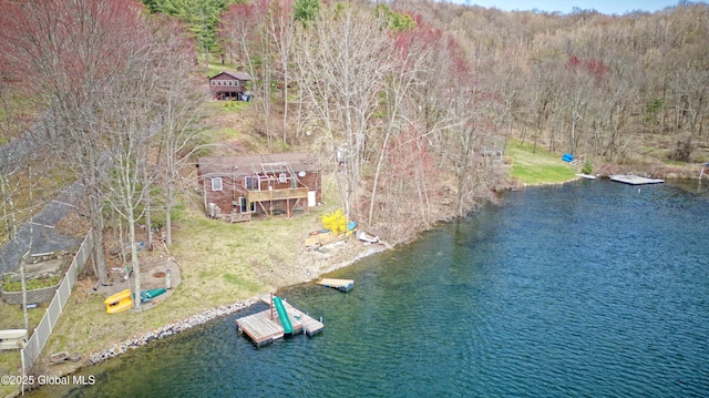 200 Summit Lake Rd, Argyle, NY 12809 - drone / aerial view featuring a wooded view and a water view