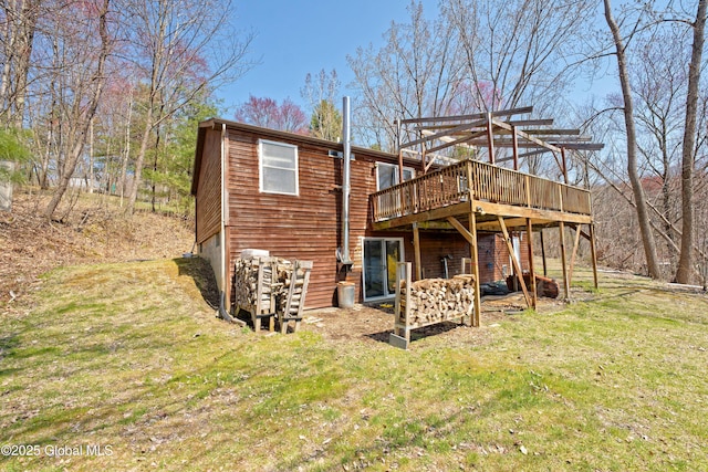 200 Summit Lake Rd, Argyle, NY 12809 - rear view of property with a wooden deck and a yard