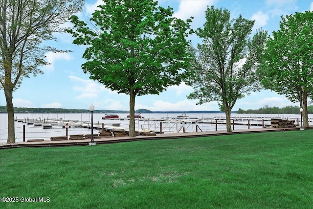 101 Kaydeross Park Rd, Saratoga Springs, Outside, NY 12866 - view of green lawn featuring a floating dock and a water view