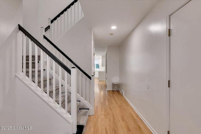 101 Kaydeross Park Rd, Saratoga Springs, Outside, NY 12866 - stairway with wood finished floors, baseboards, and recessed lighting