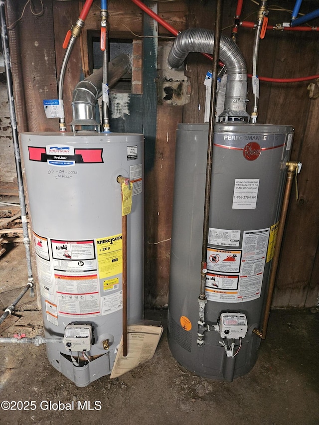 utility room with water heater