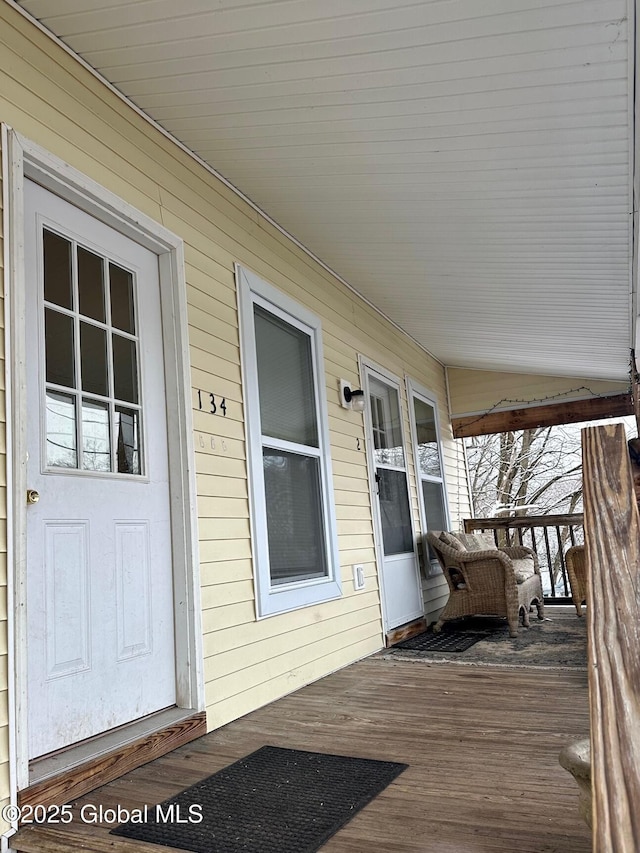deck featuring a porch