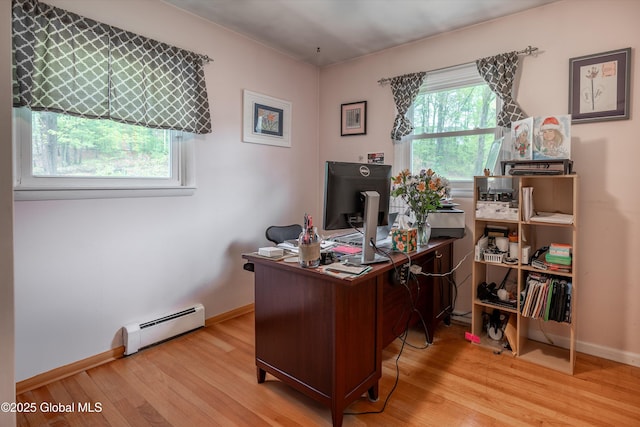 92 Vosburgh Rd, Halfmoon, NY 12118 - office space with baseboard heating, wood finished floors, and baseboards