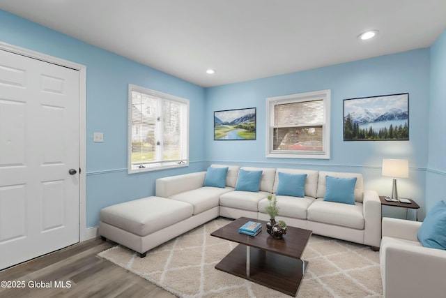 7 Arch Ave, Bethlehem, NY 12203 - living room featuring recessed lighting, baseboards, and wood finished floors