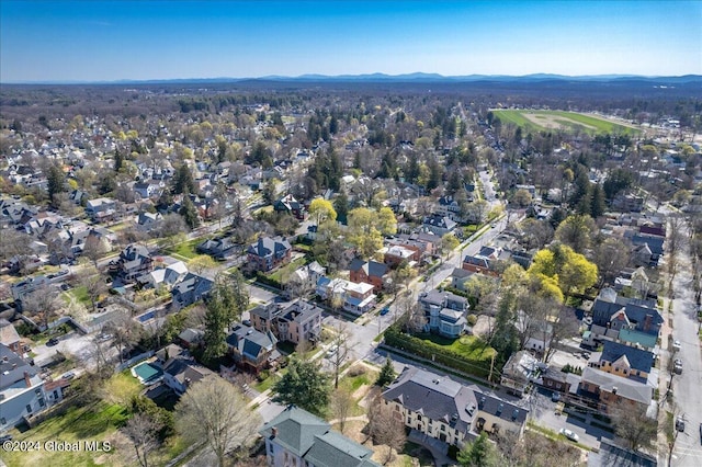 bird's eye view featuring a mountain view and a residential view