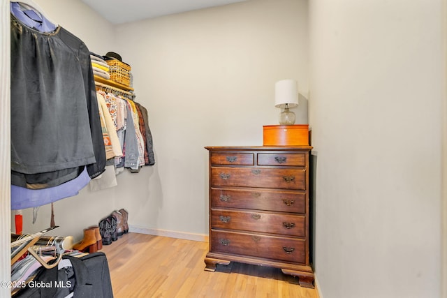spacious closet featuring light wood-style floors
