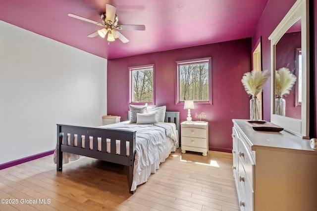 bedroom featuring baseboards and light wood-type flooring
