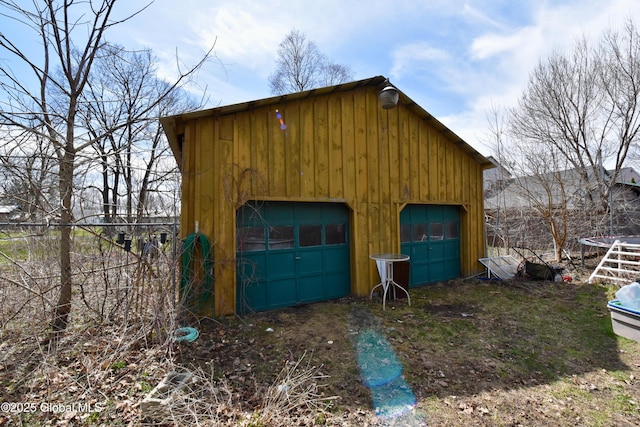 view of detached garage