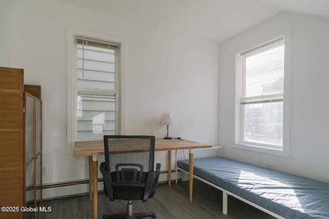 1621 Highland Ave, Troy, NY 12180 - home office with a baseboard heating unit and wood finished floors