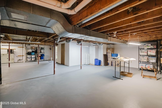 view of unfinished basement