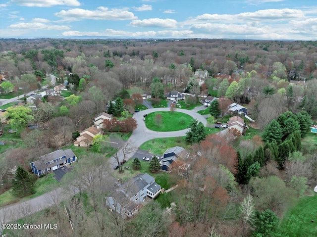 aerial view with a wooded view
