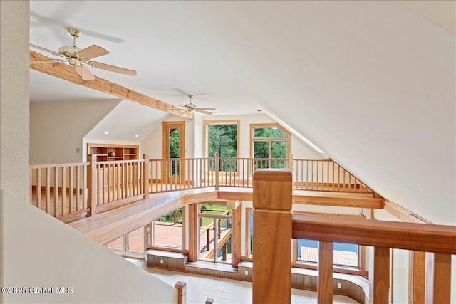 165 Vaughn Hill Rd, Middleburgh, NY 12122 - stairway featuring vaulted ceiling and a ceiling fan
