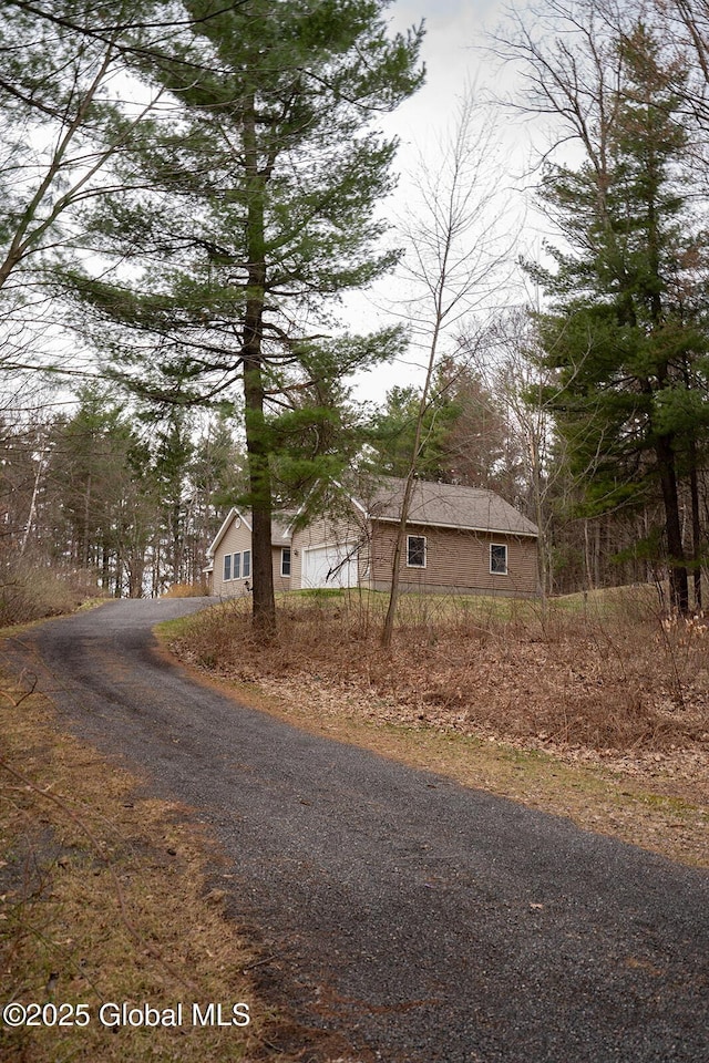 view of street featuring gravel driveway