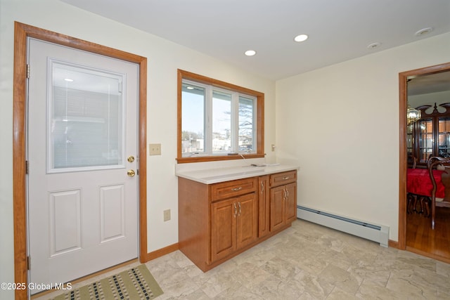 31 Tryon Ct, Albany, NY 12203 - doorway to outside featuring baseboard heating, baseboards, and recessed lighting