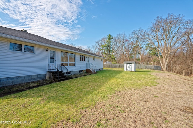 31 Tryon Ct, Albany, NY 12203 - view of yard with a storage shed, entry steps, a fenced backyard, and an outdoor structure