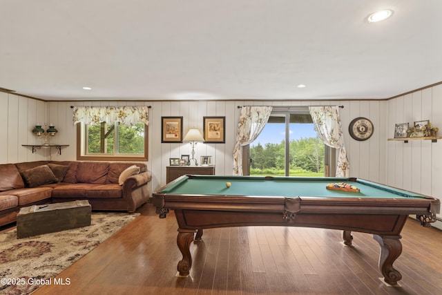 66 Schaeffer Rd, Berlin, NY 12138 - rec room with pool table, wood finished floors, and recessed lighting
