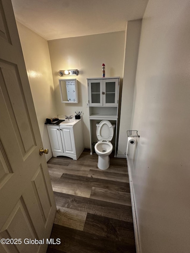 44 Storrie St, Amsterdam, NY 12010 - bathroom with wood finished floors, vanity, and toilet