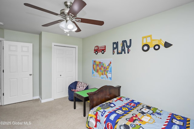 9 Barton Ave, Fort Edward, NY 12828 - bedroom with carpet floors, a closet, ceiling fan, and baseboards