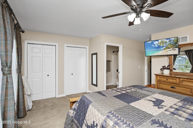 9 Barton Ave, Fort Edward, NY 12828 - carpeted bedroom featuring multiple closets, ensuite bath, ceiling fan, and baseboards