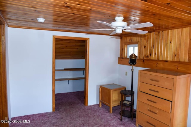 bedroom with carpet and wood ceiling