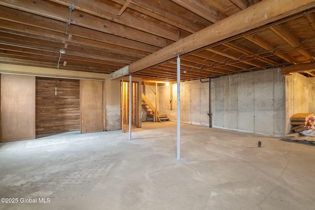 unfinished below grade area with stairs