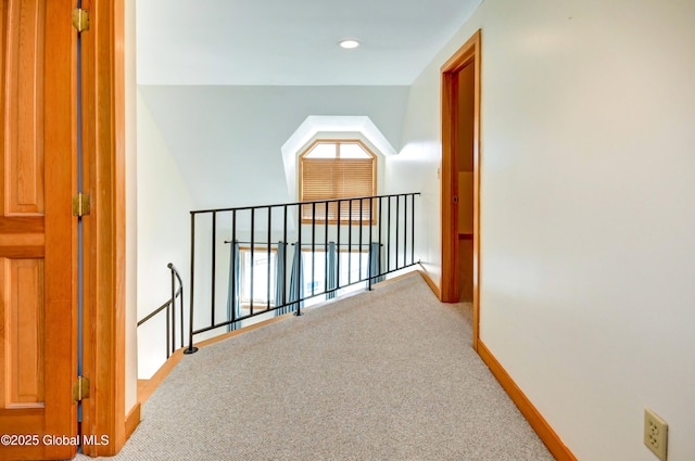 132 County Highway 152 Unit C, Northville, NY 12134 - hall with carpet, an upstairs landing, and recessed lighting