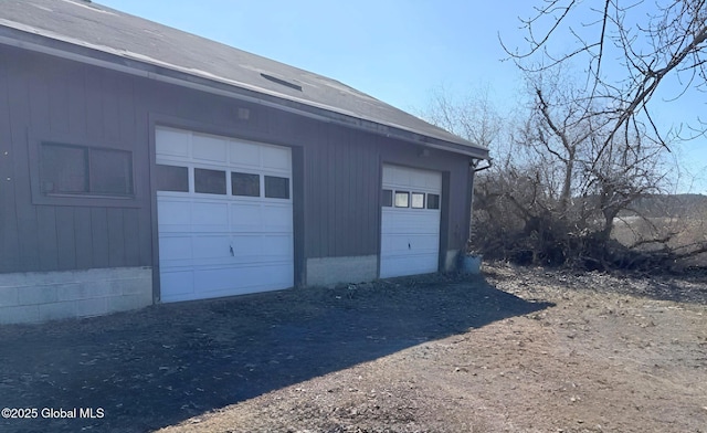 view of detached garage