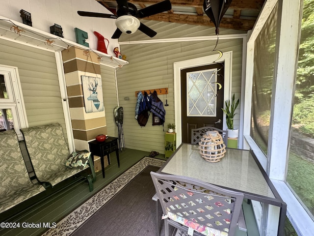 16 Pumphouse Rd, Lake Luzerne, NY 12846 - sunroom / solarium featuring outdoor dining space, plenty of natural light, and a ceiling fan