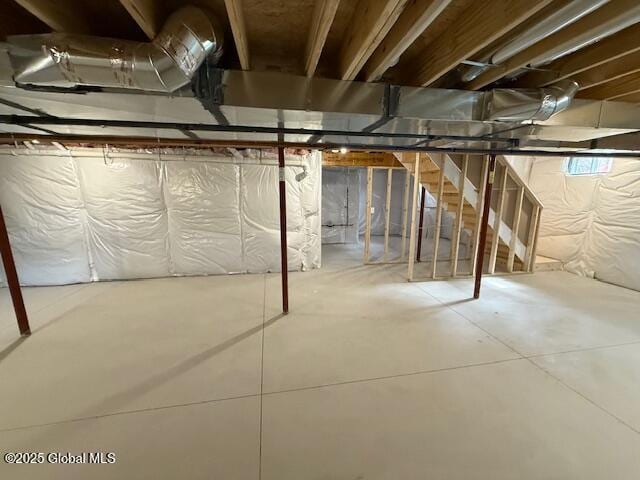 view of unfinished below grade area