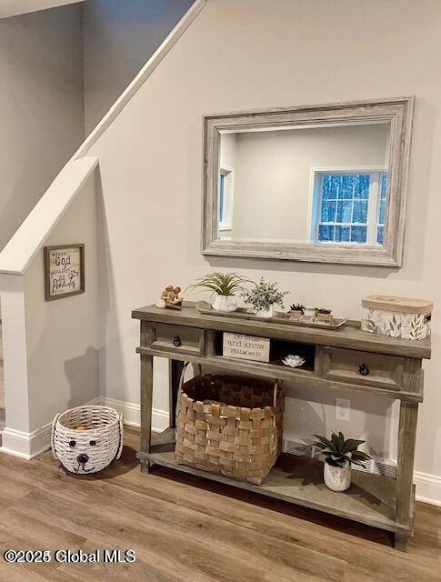 interior details featuring baseboards and wood finished floors