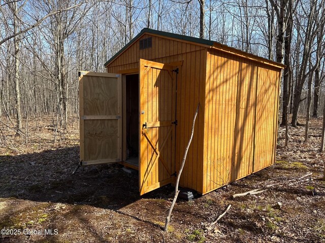 view of shed