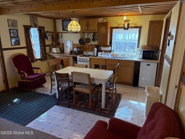 dining area featuring light floors