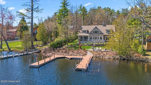 dock area featuring a water view