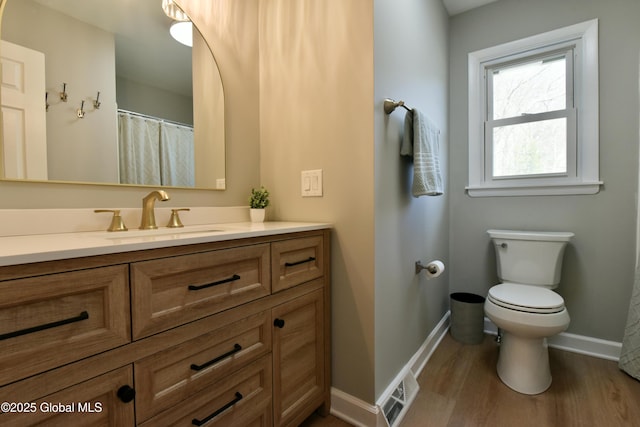 362 Lake Ave, Saratoga Springs, NY 12866 - full bathroom with visible vents, vanity, wood finished floors, toilet, and baseboards