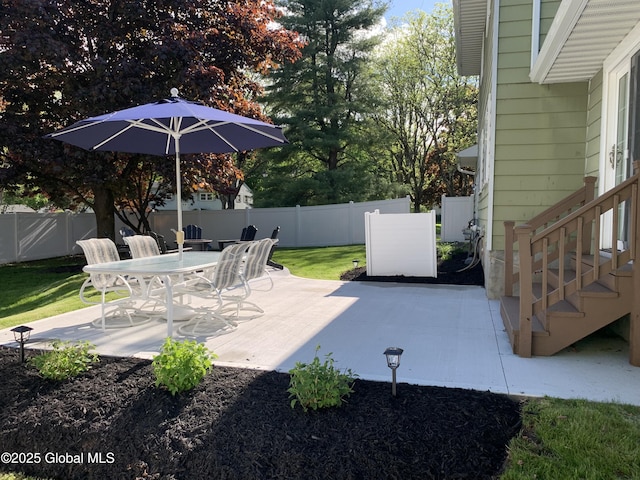 362 Lake Ave, Saratoga Springs, NY 12866 - view of patio / terrace with a fenced backyard and outdoor dining space